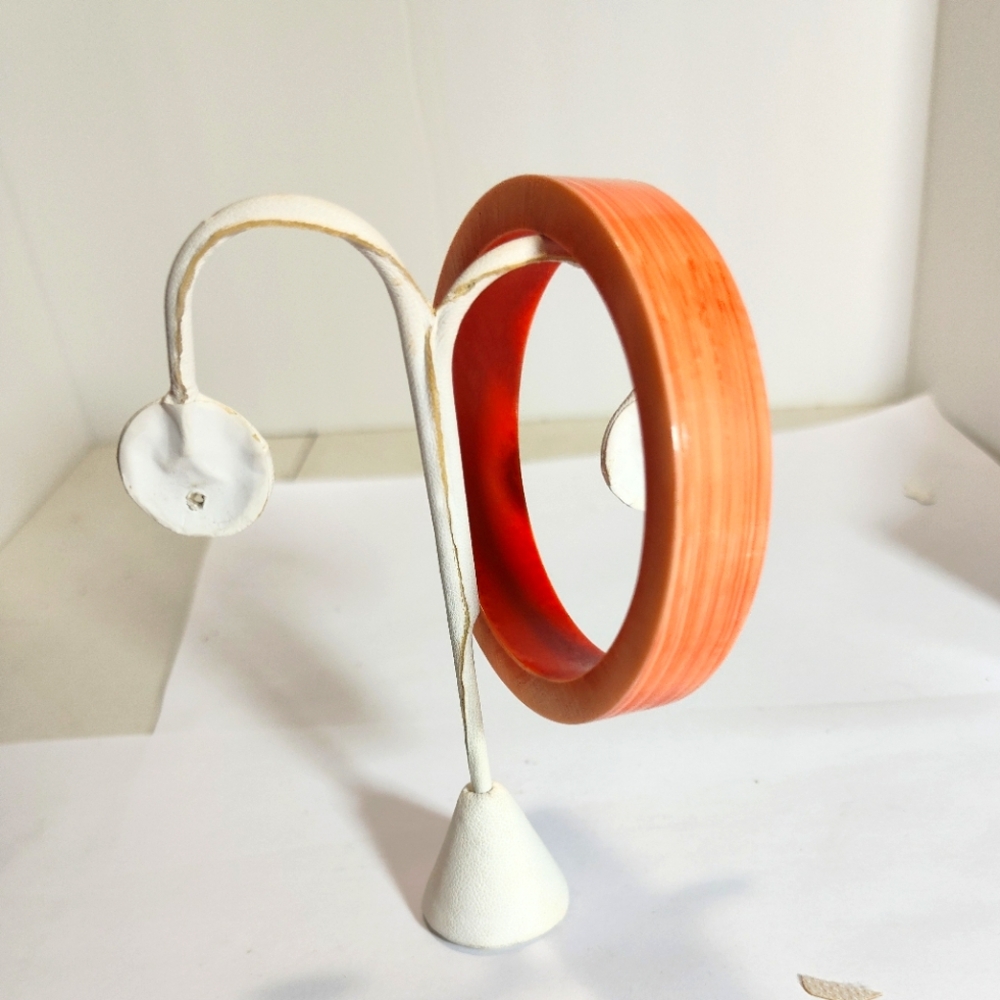 PEACHY Orange 7-1/2" Acrylic  Bangle Bracelet NWOT